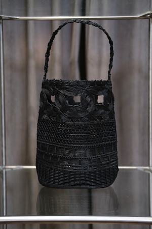 【Mame Kurogouchi】Cord Embroidery "Hanakago" Hand Bag - black