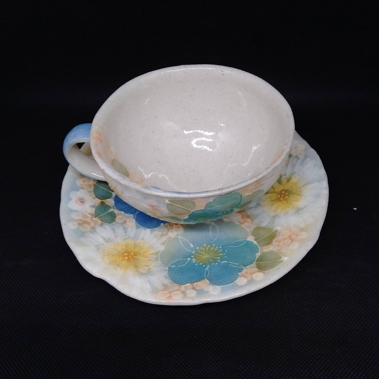 再値下げ　新品　工房ゆずりは　カップのみ３点　青彩ローズ　青彩小花　ばら錦 再値下げ 新品 工房ゆずりは カップのみ3点 青彩ローズ 青彩