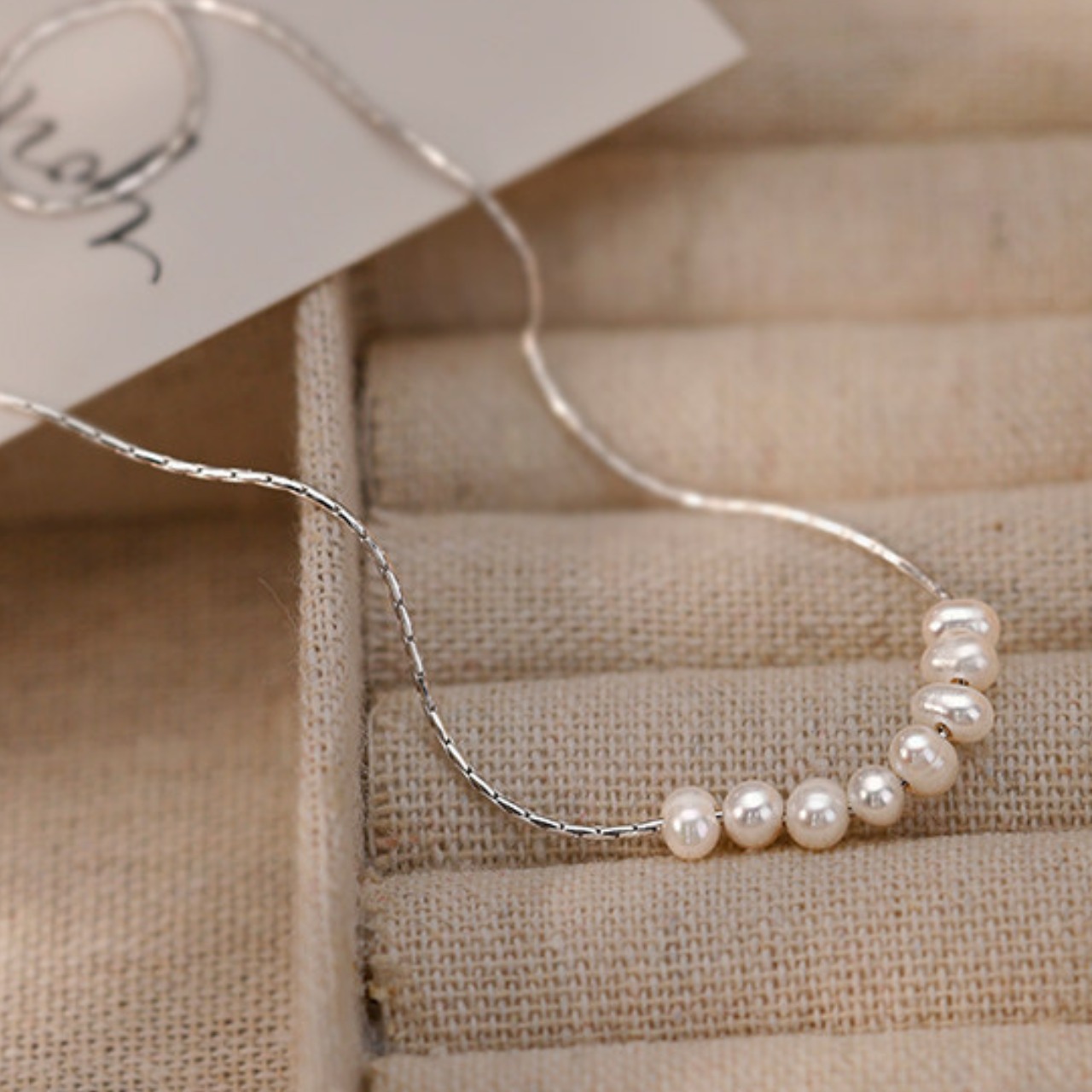 パール装飾 シルバーチェーン ネックレス 00050