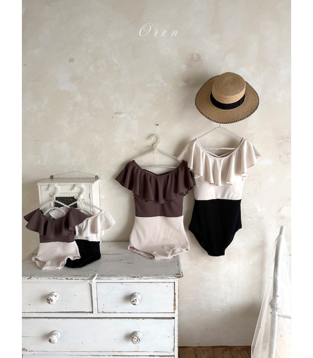 【取寄】oren｜pepper color block swimwear (mom)｜ペッパー配色スイムウェア（ママ）｜FREE｜adult｜26 summer 2nd