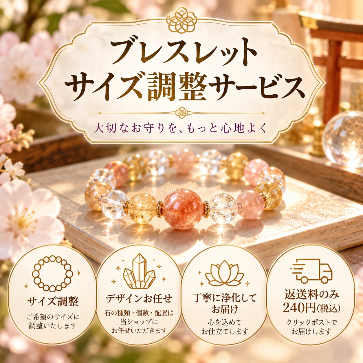 【サイズ調整専用】ブレスレット返送料(クリックポスト)・サイズ調整サービス