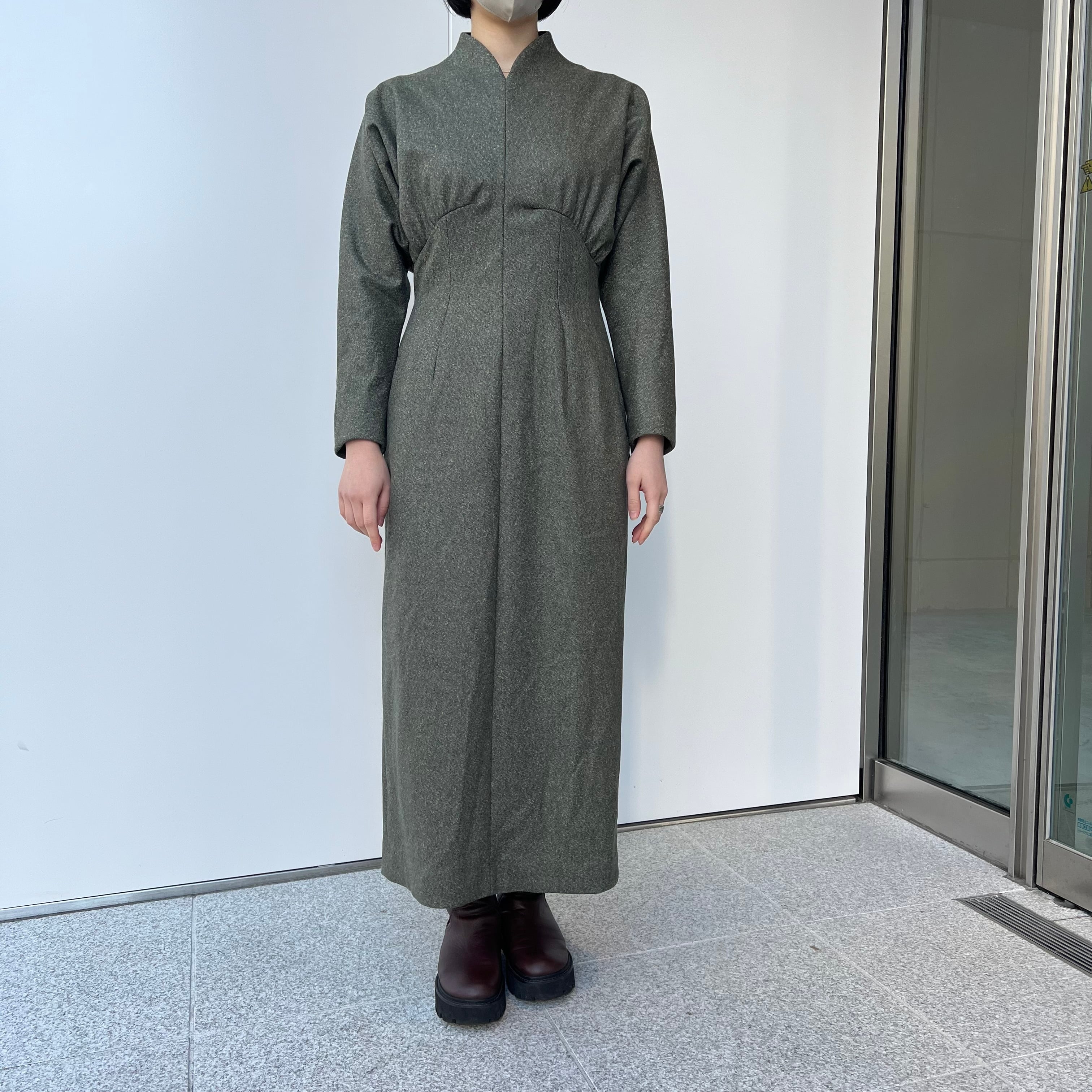 Mame Kurogouchi マメ クロゴウチ 22AW MM22FW-DR052 Melange Flannel Dress ドレス ワンピース  160cm SIZE3【表参道t12】 | ブランド古着Brooch powered by BASE