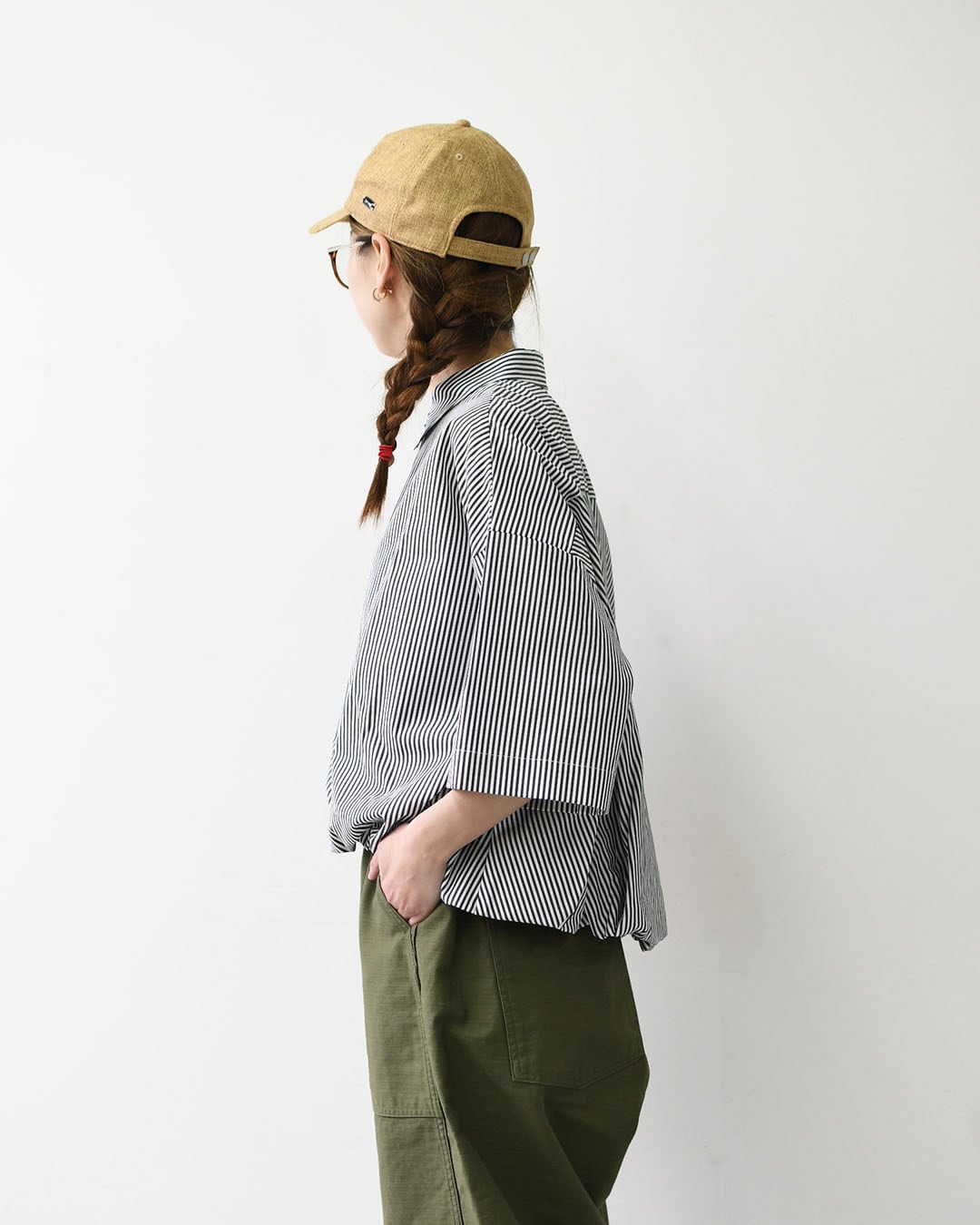mizuiro ind [ミズイロインド] stripe half slv ballon shirt [2