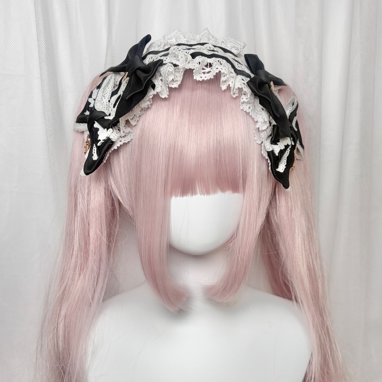 ♡【全9色】 クラシカルフリルレース ダブルリボンヘッドドレス purple ♡