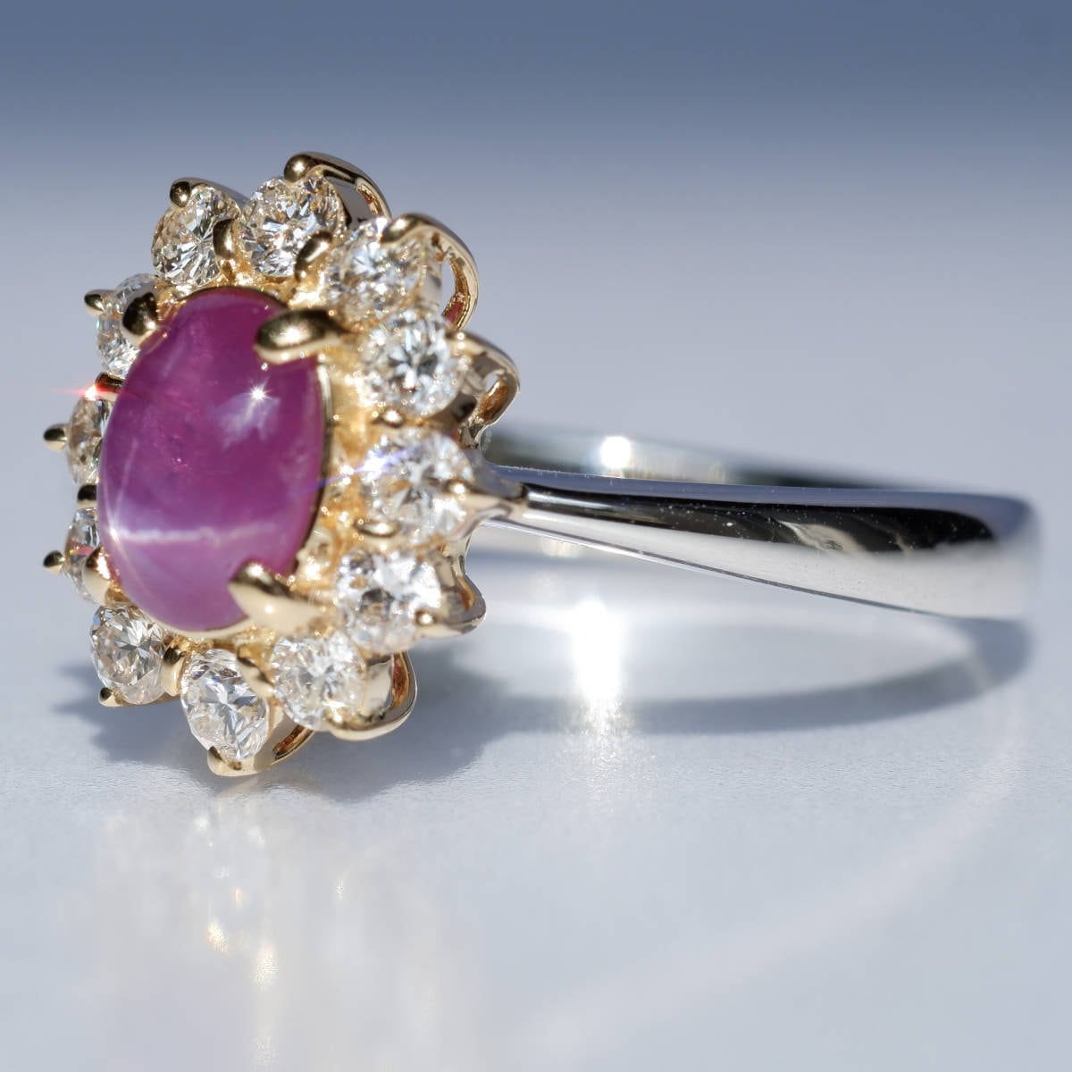 Pt900 スタールビー 1.157ct ダイヤモンド 0.48ct リング ルビー 