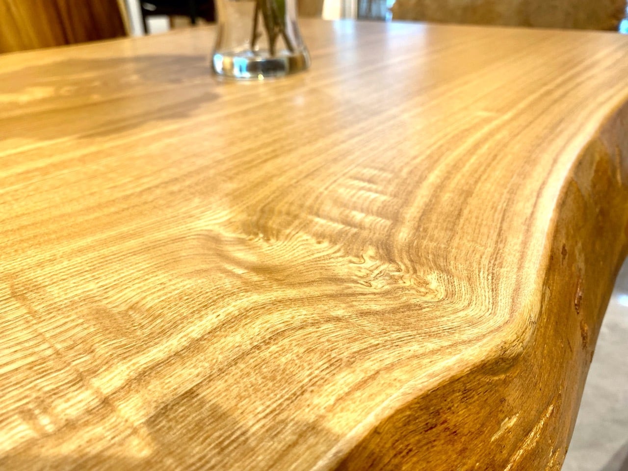 OUTLET・玉杢】タモ_915×700-740×60_新宿店_テーブル天板/一枚板 1136