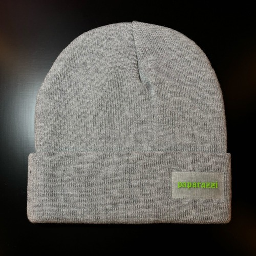 rubber patch beanie  gray × neongreen