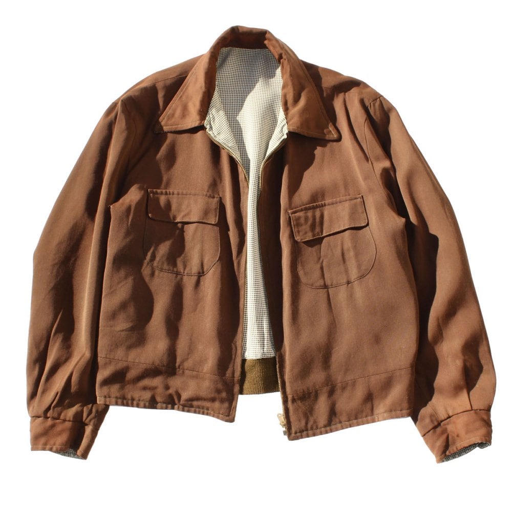 Vintage Rayon Gabardine Reversible Jacket [1950s-] Brown × Hounds