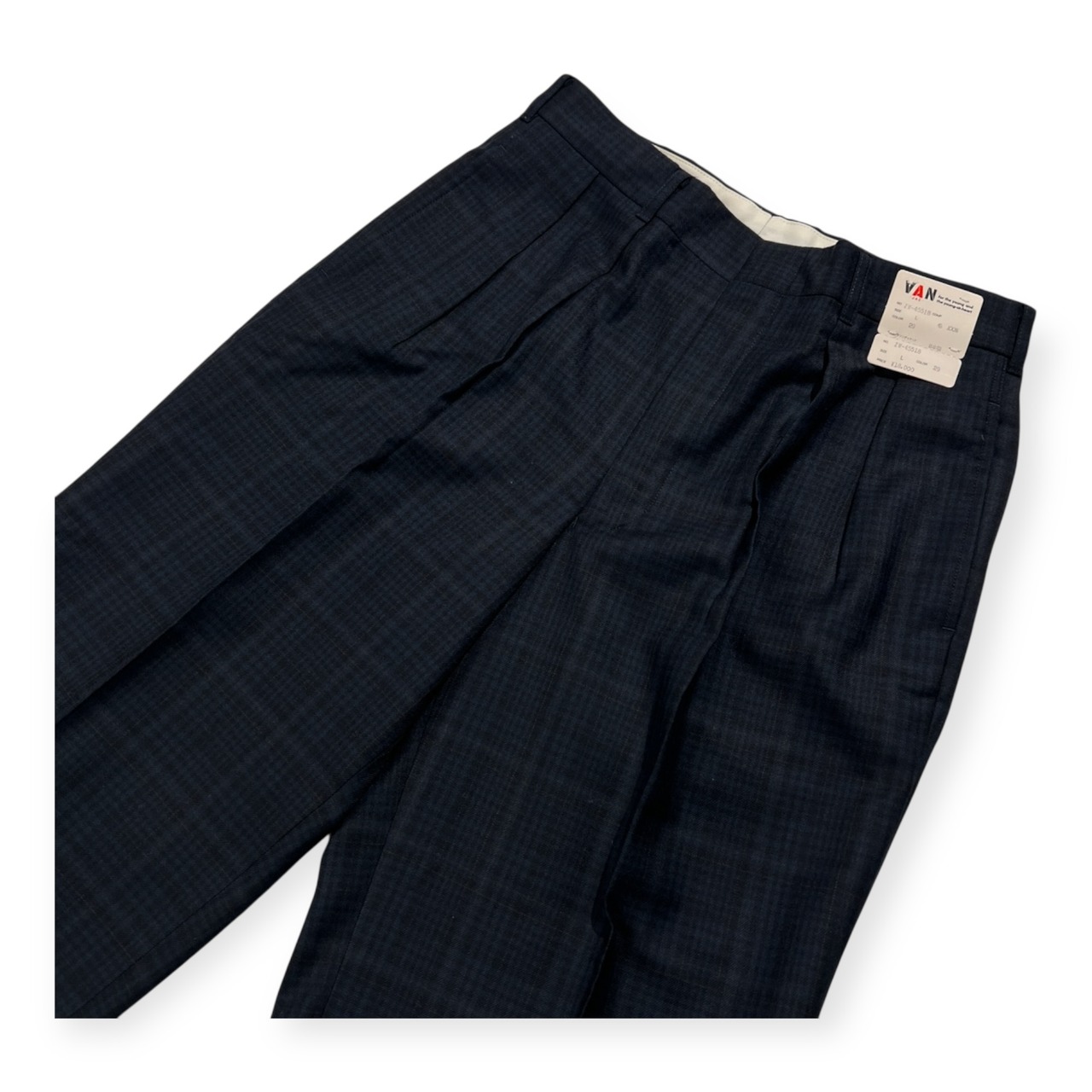 タグ付き 未使用品 当時物 VAN JAC ヴァンヂャケット チェック タック スラックスパンツ サイズ L /ビンテージ/メンズ