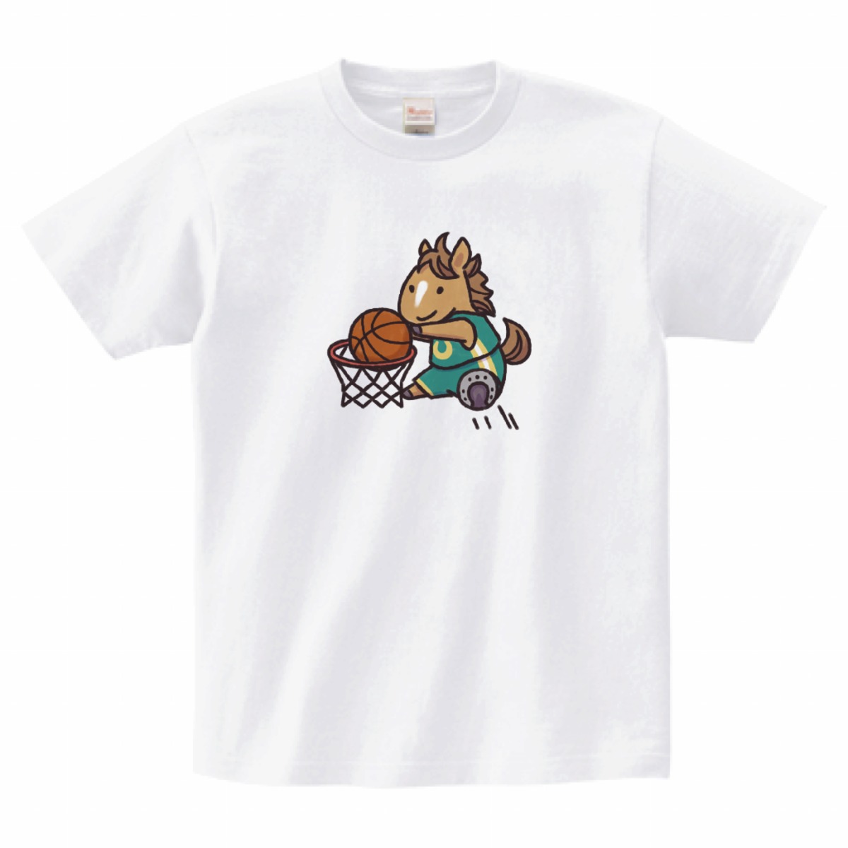 お馬の白Tシャツ バスケ（L） | 馬グッズ Horse tail