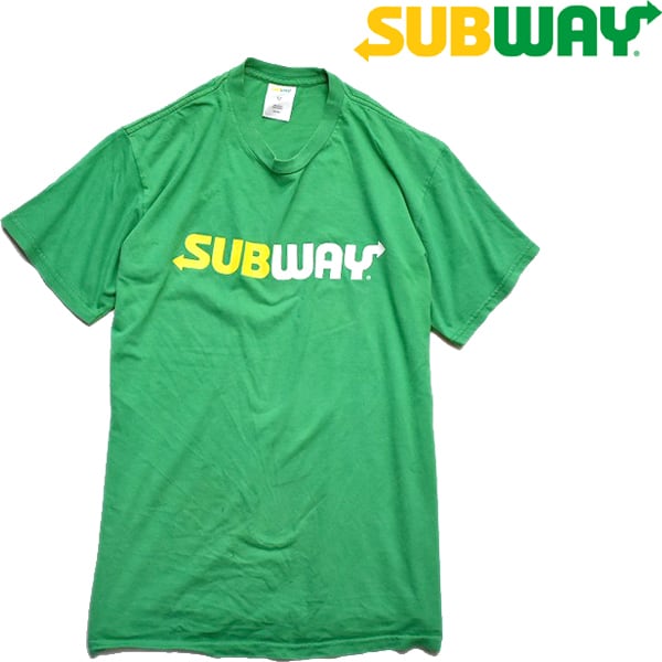 1点物 US企業物サブウェイSUBWAY緑プリントTシャツ古着M ...