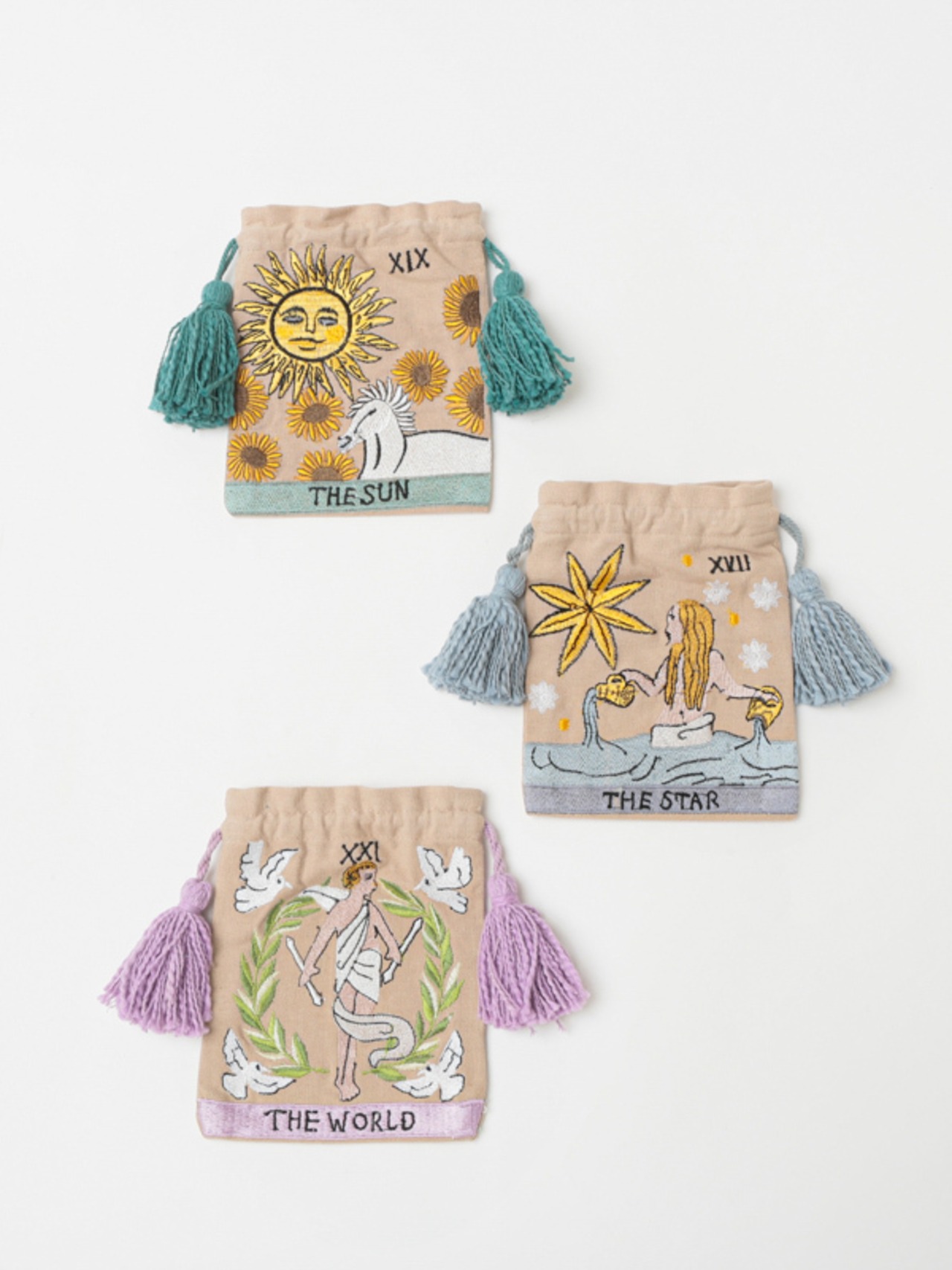 タロット刺繍巾着（THE SUN）
