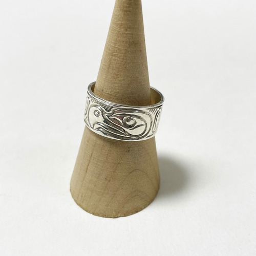 First Nations Hand Carved Sterling Ring Made By Paddy Seaweed (Eagle Motif)