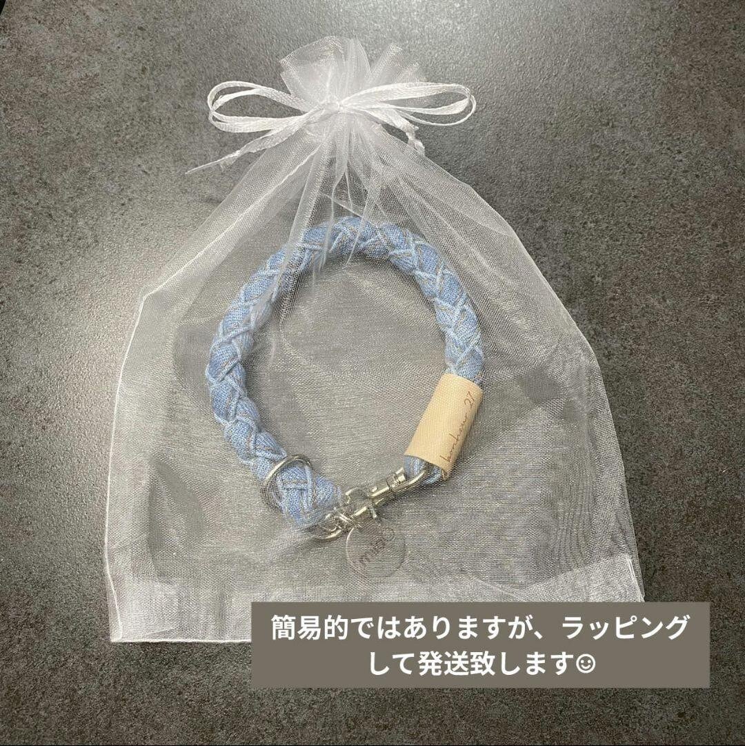 プースケ　真鍮タグ付き首輪チョーカー 濃い色デニム プースケ様専用 真鍮タグ付き首輪チョーカー 濃い色デニム 首輪