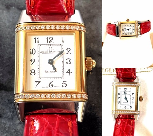 Jaeger-LeCoultre / ジャガールクルト　  グランド レベルソ レディ ウルトラスリム　フローラルダイヤ　  K18 YG　イエローゴールド　QZ　  純正 クロコダイルストラップ レザーバンド