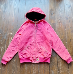 00s  Carhartt  For Women Shocking Pink  Duck × Quilting Hoodie Jacket  Size  SMALL