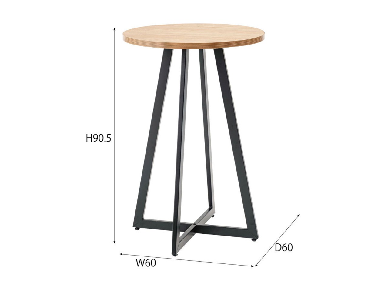 丸型60cm ハイテーブル(ブラウン)ウッドモザイク調 高さ90.5cmアジャスター付き・画像14