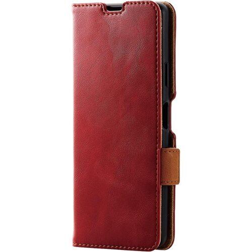 エレコム Xperia 10 IV SO-52C SOG07 A202SO ケース カバー 手帳型 レザー 耐衝撃 マグネットフラップ ストラップホール付 レッド PM-X222PLFYRD 1254