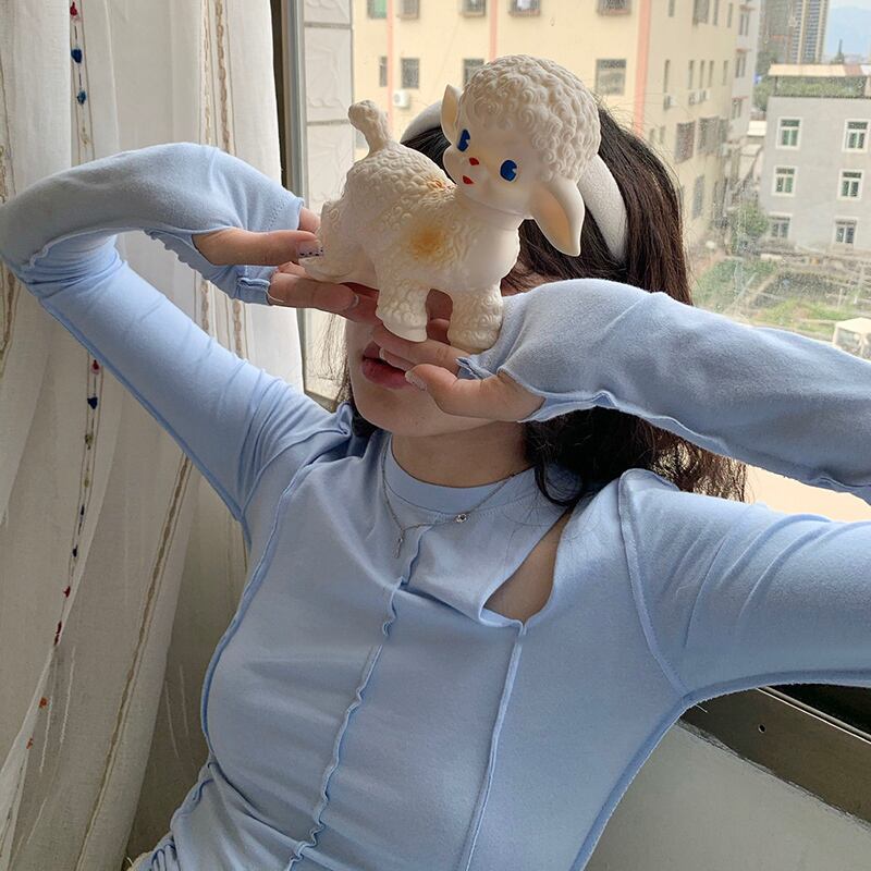 ホワイトTシャツ シャツ スプリングオータムスタイルストラップレストップス ロング 春物 秋物 ステッチ ビッグFスモールZ韓国63190286244