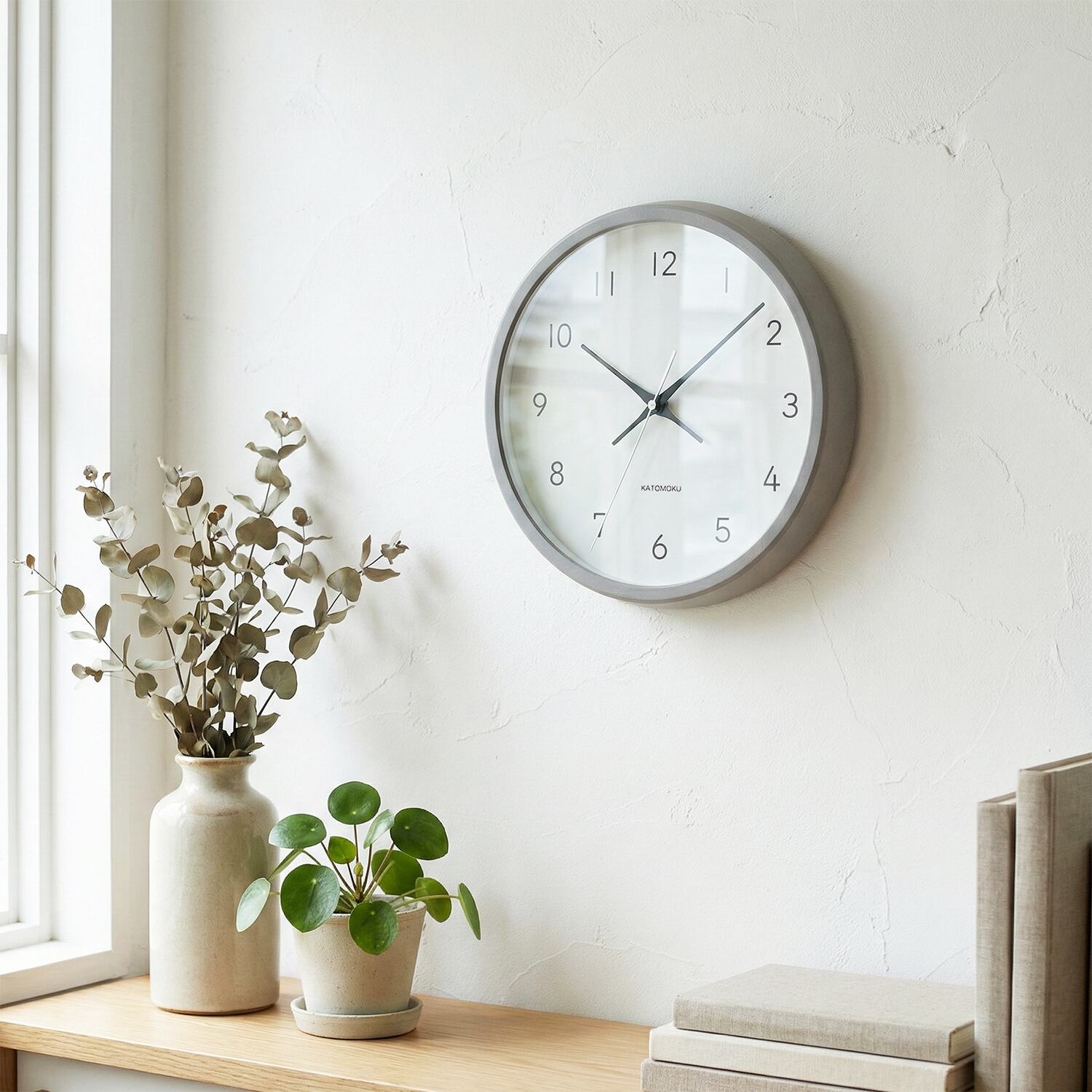 KATOMOKU muku clock 13 グレー km-104GR 掛け時計 | 加藤木工株式会社