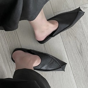 Square toe piping PU shoes＊s-1075