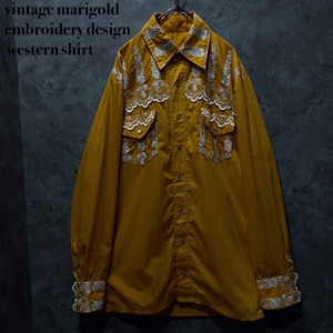 【doppio】vintage marigold embroidery design western shirt