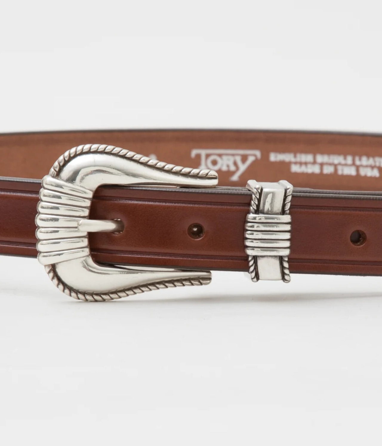 TORY LEATHER / 1 inch "3 -Piece Silver Buckle Belt(OAKBARK/NICKEL)