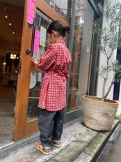 [kids] ブロックチェックコートスタイルワンピース
