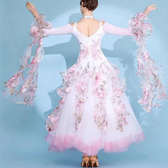 フローラルプリント フレアスリーブデザイン ドレスds0176