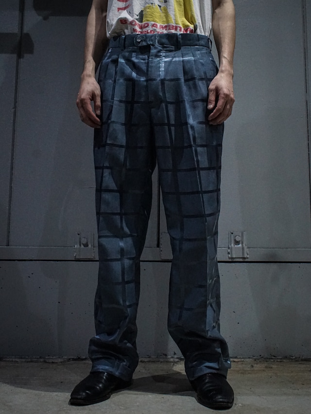 【add (C) vintage】Metallic Checkered Euro Vintage Zoot Wide Slacks Pants