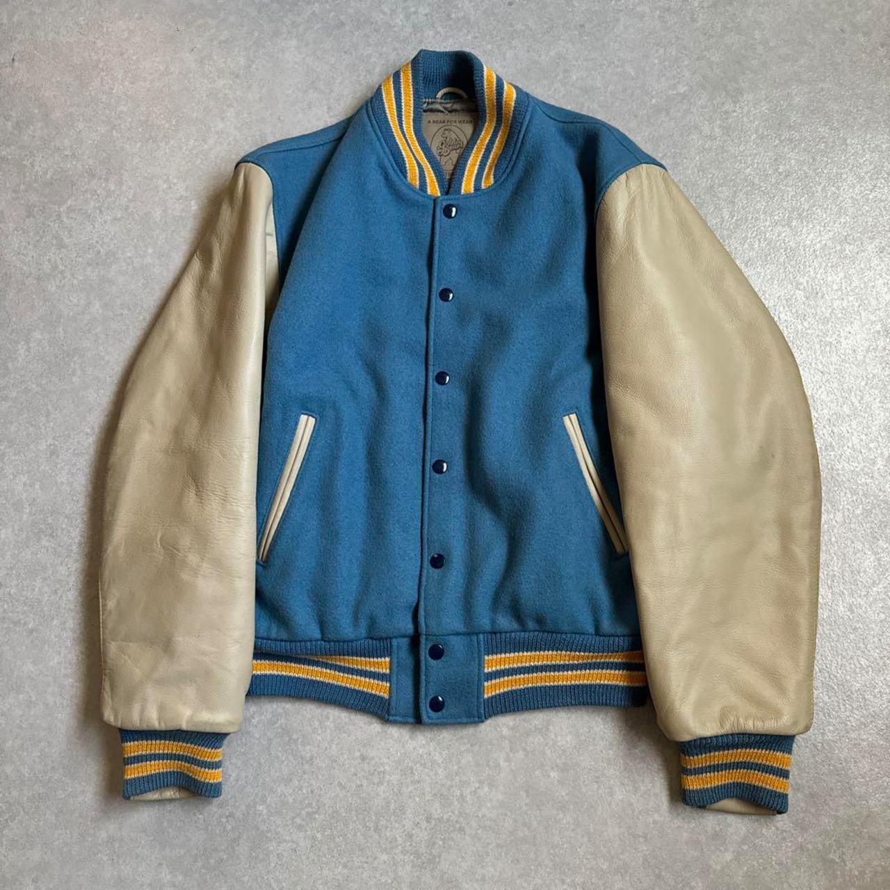 90s GOLDEN BEARゴールデンベア レザースタジャン USA製 袖革 | Digmarch