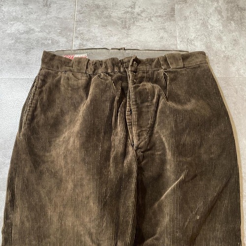 50-60s フレンチワーク 細畝コーデュロイ ブラウン パンツ W35 詳細写真4