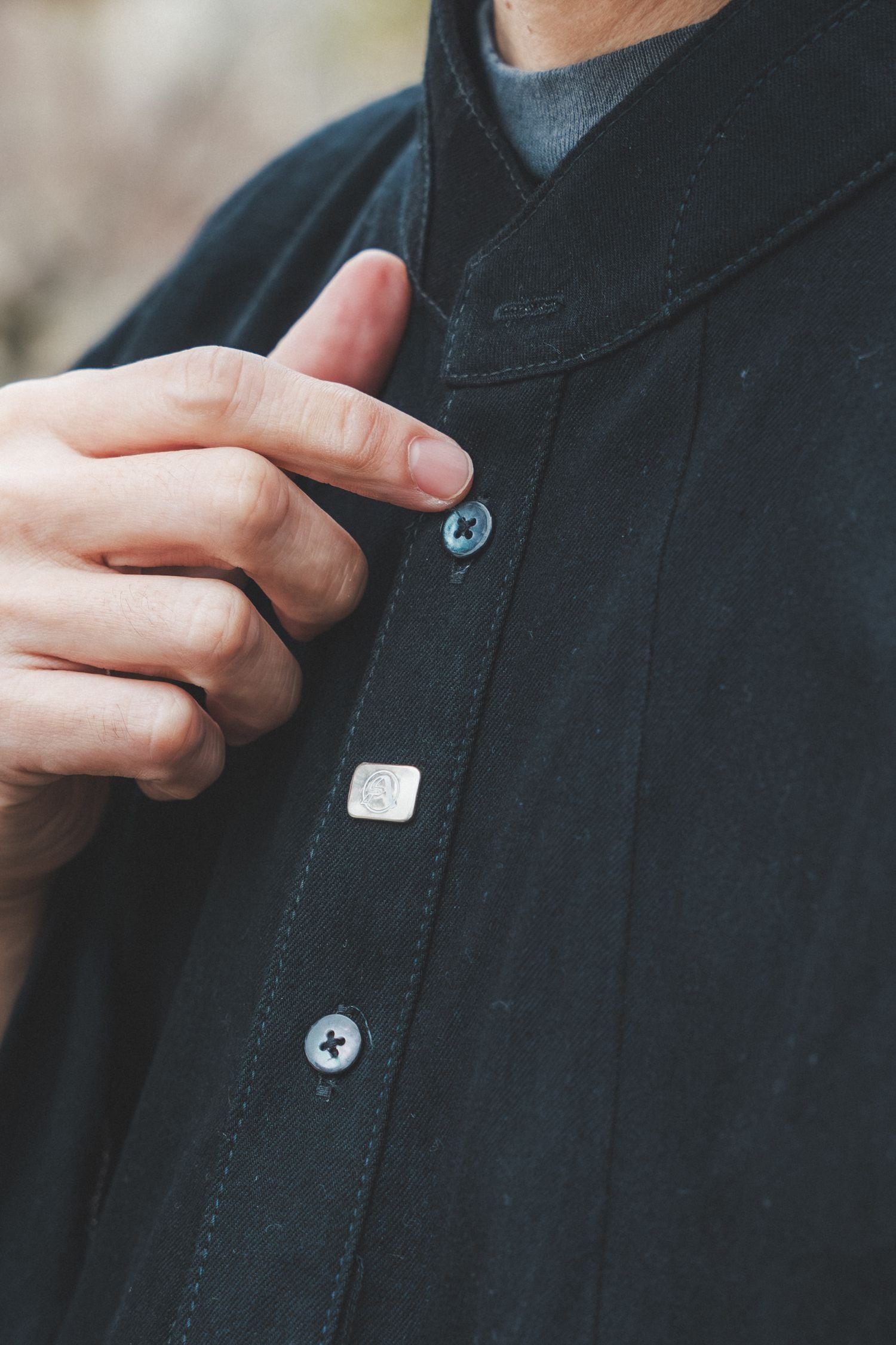 Web限定｜完全受注生産】Kimono Denim Shirt -黒蛇革×黒蛇DENIM-｜神龍
