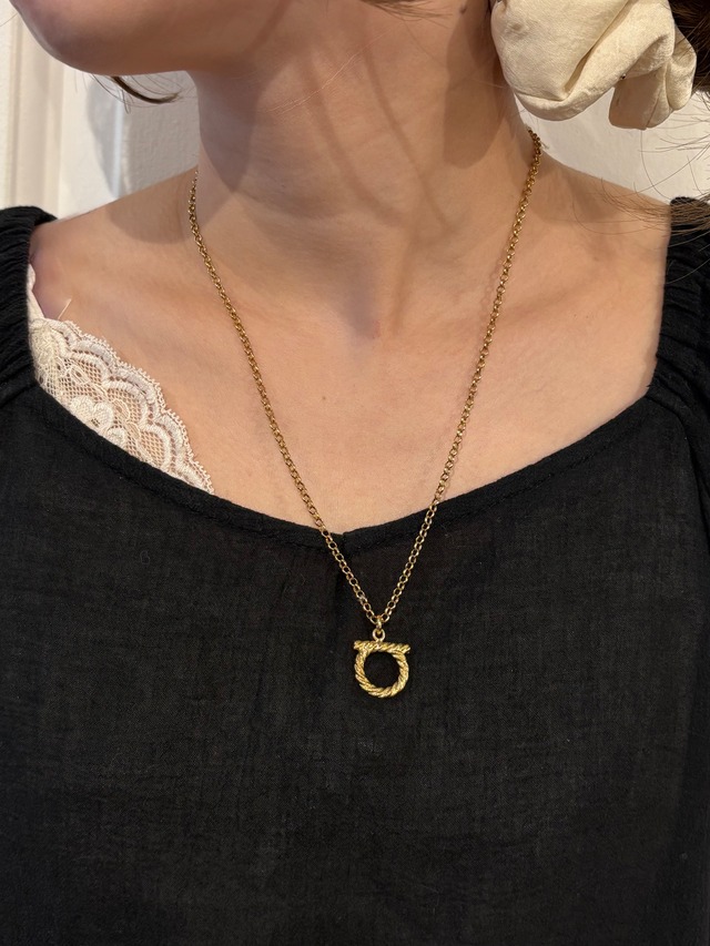 Salvatore Ferragamo/ vintage gold gancini necklace.