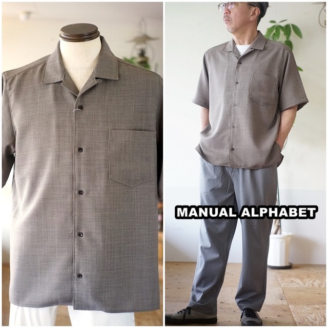 MANUAL ALPHABET マニュアルアルファベット　MA-S-790 エヴァレットメッシュ オープンカラーショートスリーブシャツ EVALET MESH OPEN COLLAR SHIRT