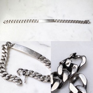 French vintage silver ID plate bracelet