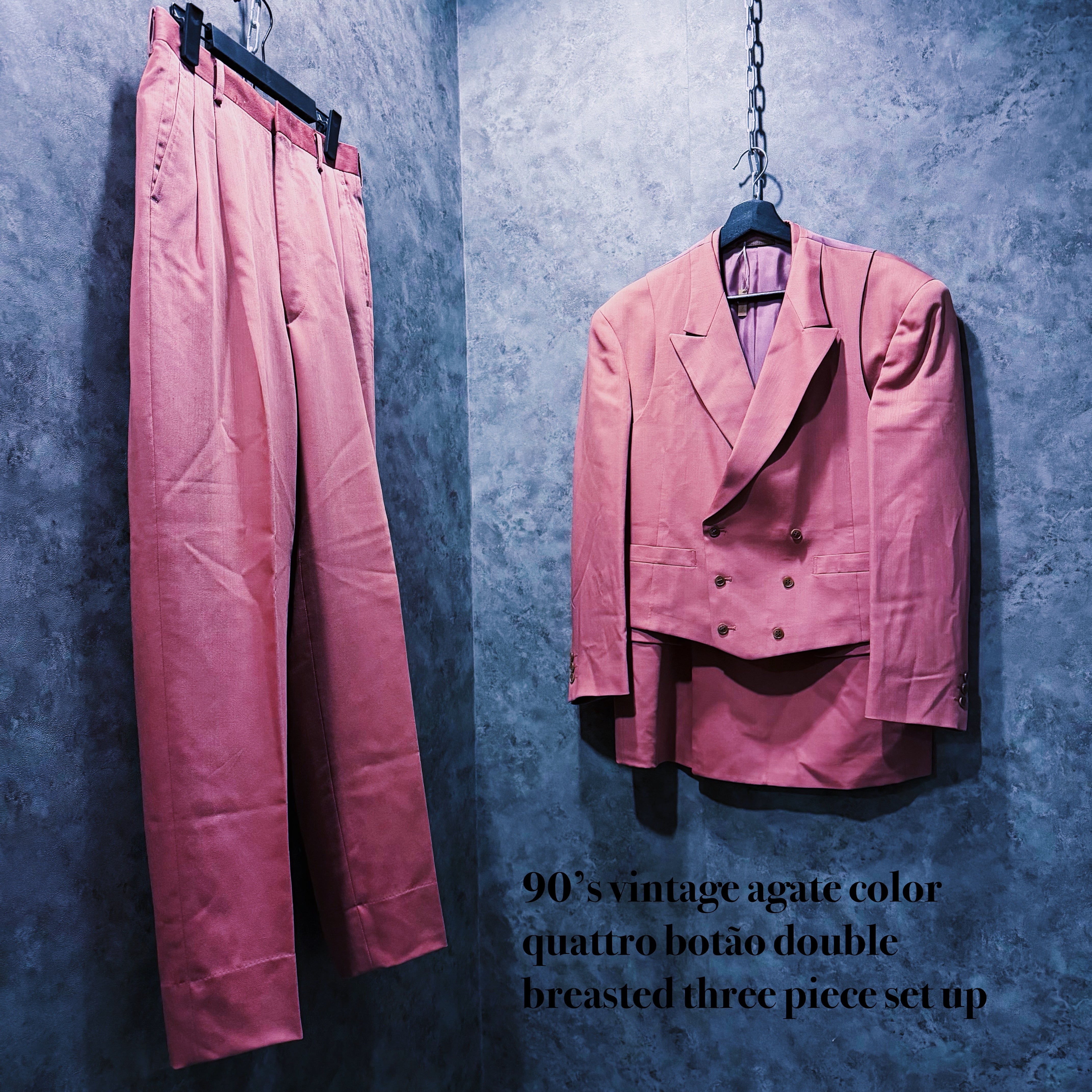 【doppio】90’s vintage agate color quattro botão double breasted three piece set up