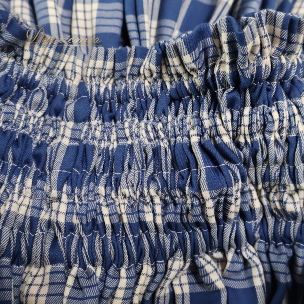 フラダンス 衣装 パウスカート ブルー系 ホワイト系 チェック柄 シングル シンプル かわいい ふわふわ 鮮やか 華やか 明るい ハワイアン アロハ フラ ダンス レッスン 練習 鮮やかブルー チェック柄スカート ふんわり