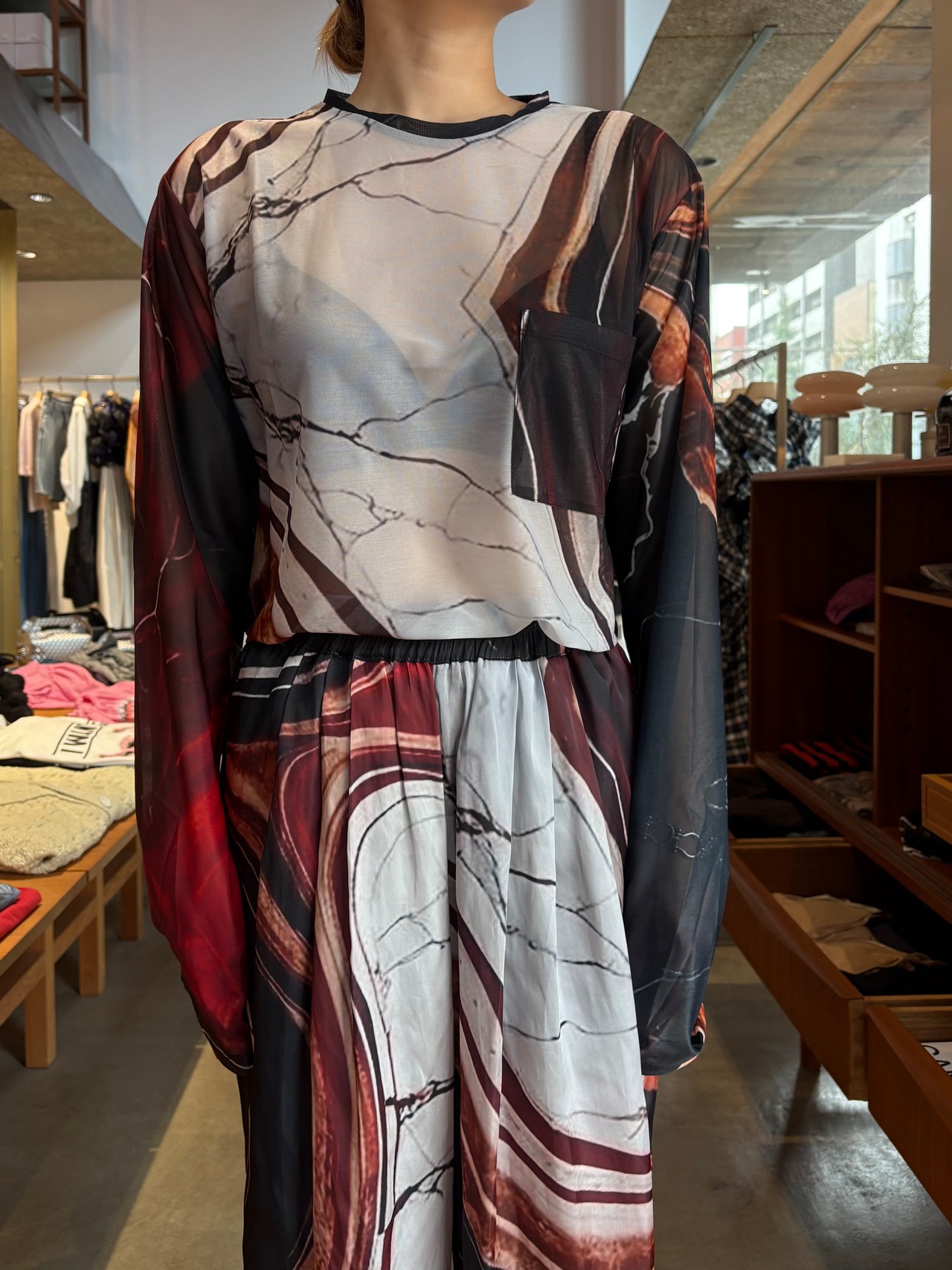 【25AW】FUMIE TANAKA フミエタナカ / sheer long T - 1