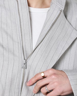 m's braque "ASSYMMETRIC ONE-SIDE LAPEL JUMP SUIT 〔NATURAL STRIPE〕"