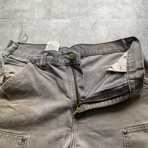 00s USA生地グレー ダブルニー Carhartt B136 31×32 詳細写真8