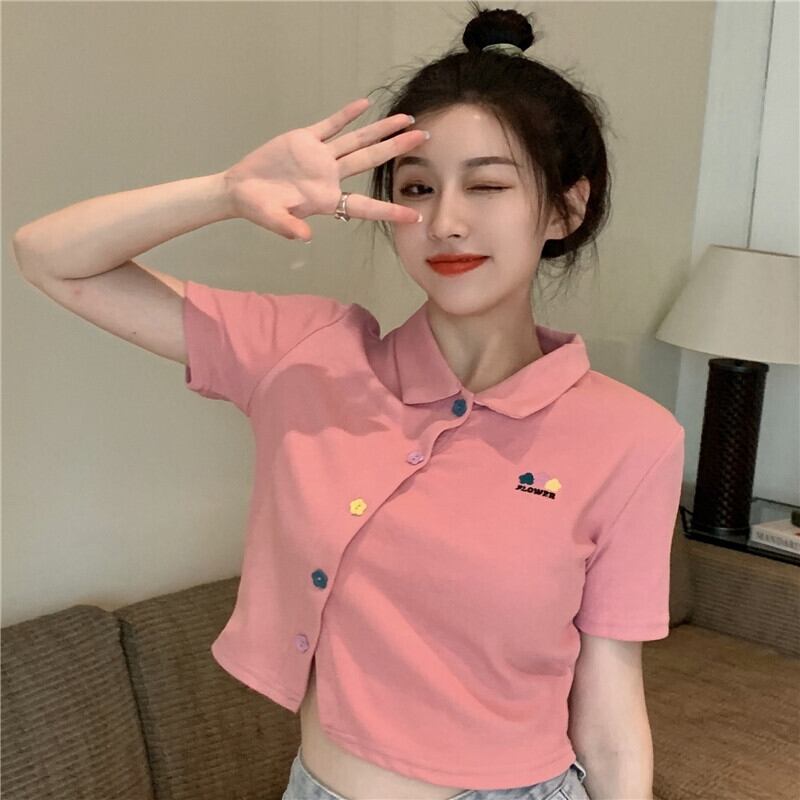 ショートクロップドTシャツ サマーカジュアルトップス 夏物 YY-ファッション7862361301