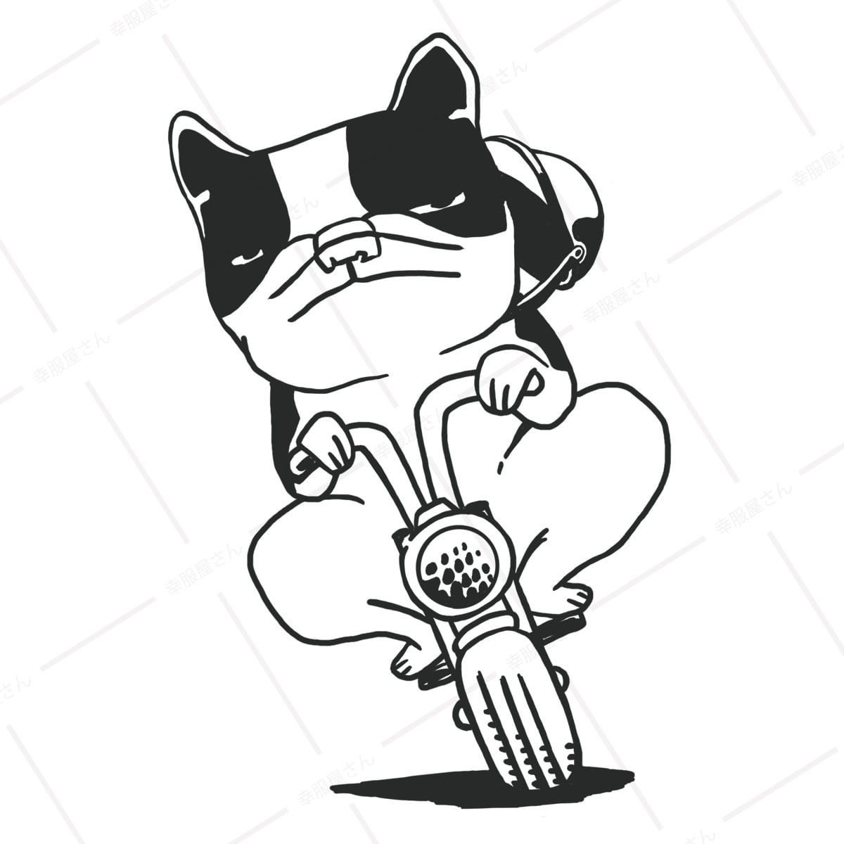 ちょいワル バイク乗りフレブル Tシャツ dog42 不良 単車 バイク好き 犬 フレンチブルドッグ ゆるい イラスト