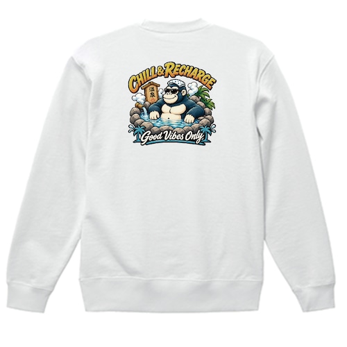 ONSEN GORILLA "Good Vibes Only" バックプリント スウェット
