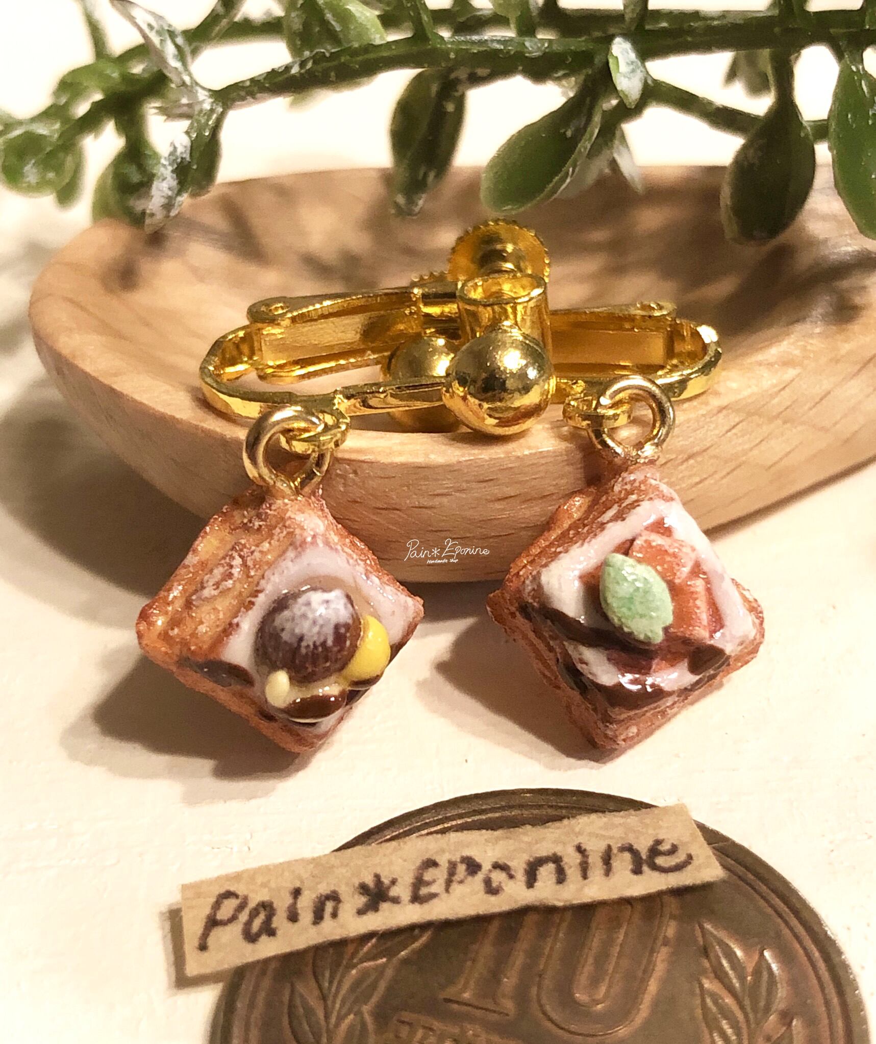 栗とカボチャのひし形デニッシュイヤリング | PainEponine