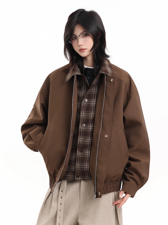 チェックレイヤードブルゾン / CHECK LAYERED BLOUSON