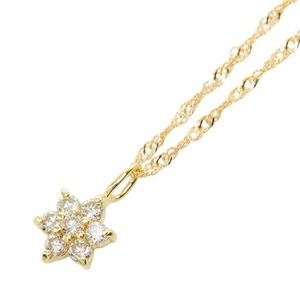 K18YG イエローゴールド ダイヤモンド ダイヤ0.10ct スターモチーフ スノー 雪 結晶 ネックレス レディース 【中古】