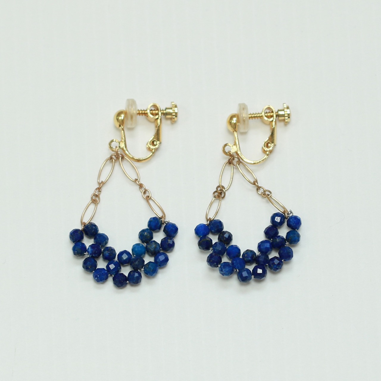 上品な瑠璃カラー ラピスラズリ 編み込みピアスorイヤリング mm1197