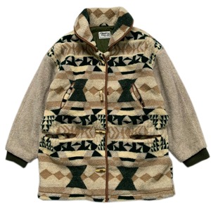 CLIPPER BAY DUFFLE COAT AZTEC FLEECE QUILT LINED SIZE L (USED)