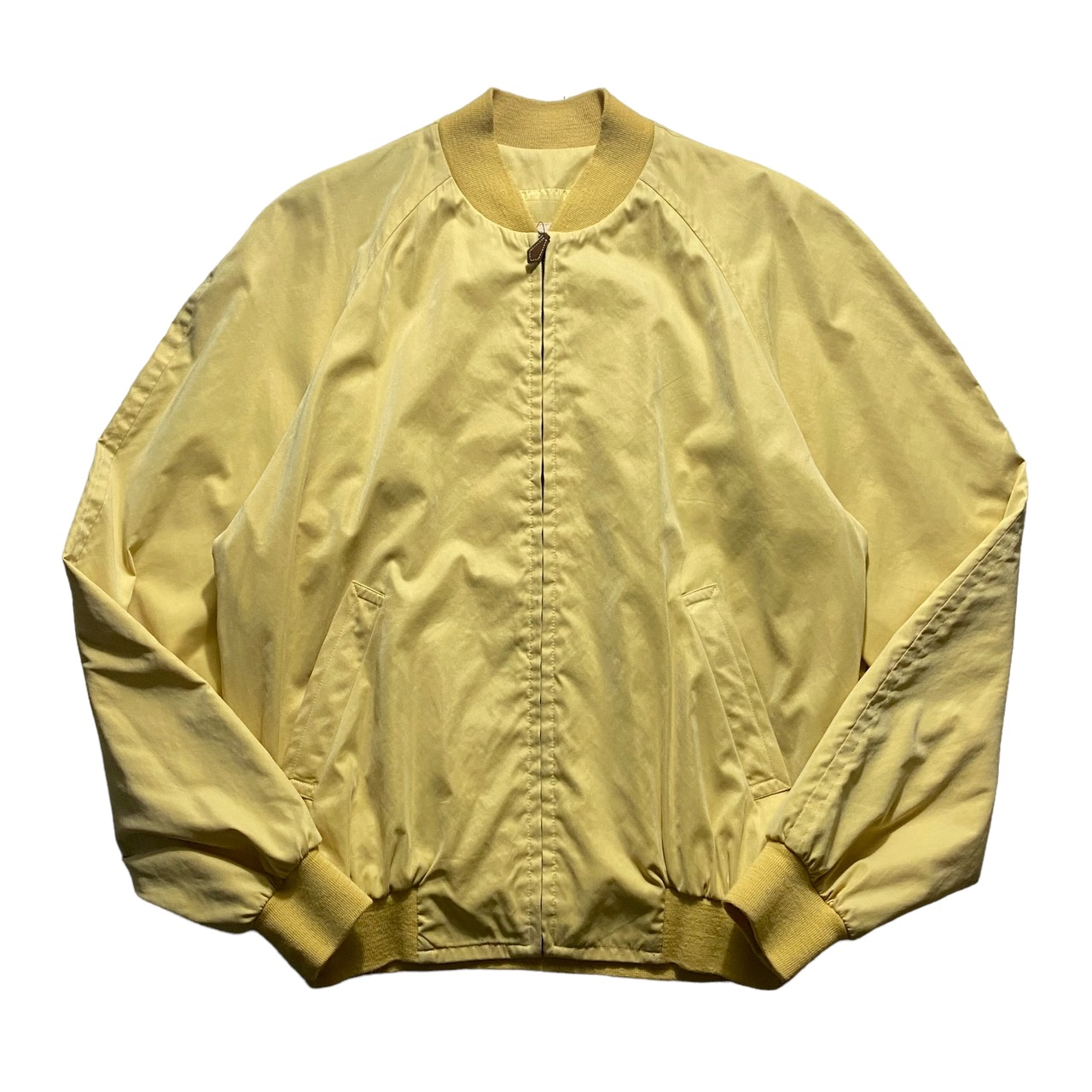 vintage HERMES lemon yellow color peach-skin bomber jacket